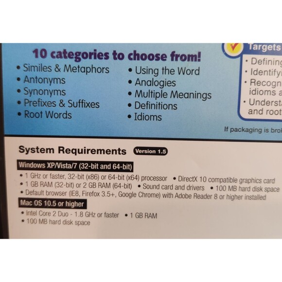 Lakeshore Education Lot of 2 Vocabulary Quiz,Fractions PC/MAC -2 Software Games - Picture 12 of 13